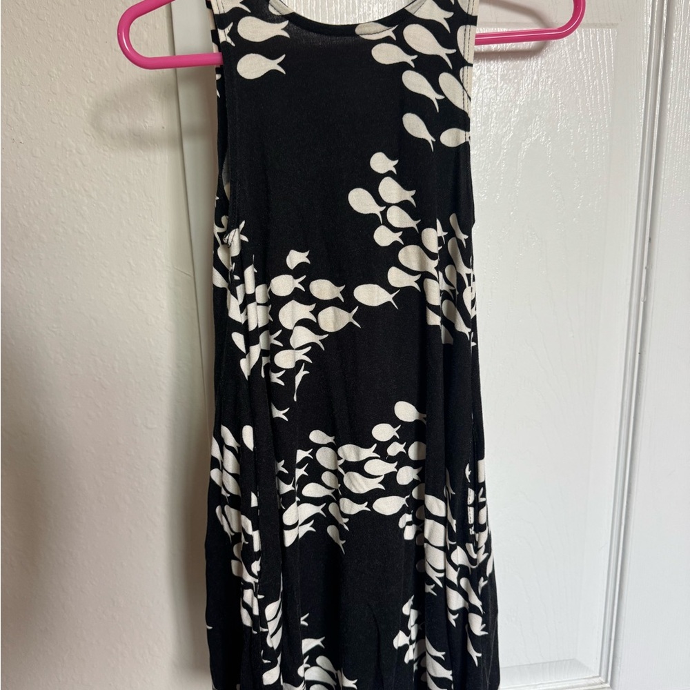 Ava Sky Mini Dress Black and White Fish